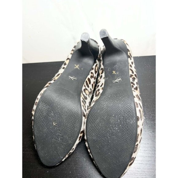 Kenneth Cole Pump Heel Women 6.5M Leopard High Stiletto Leather Almond Toe Black - Picture 7 of 10